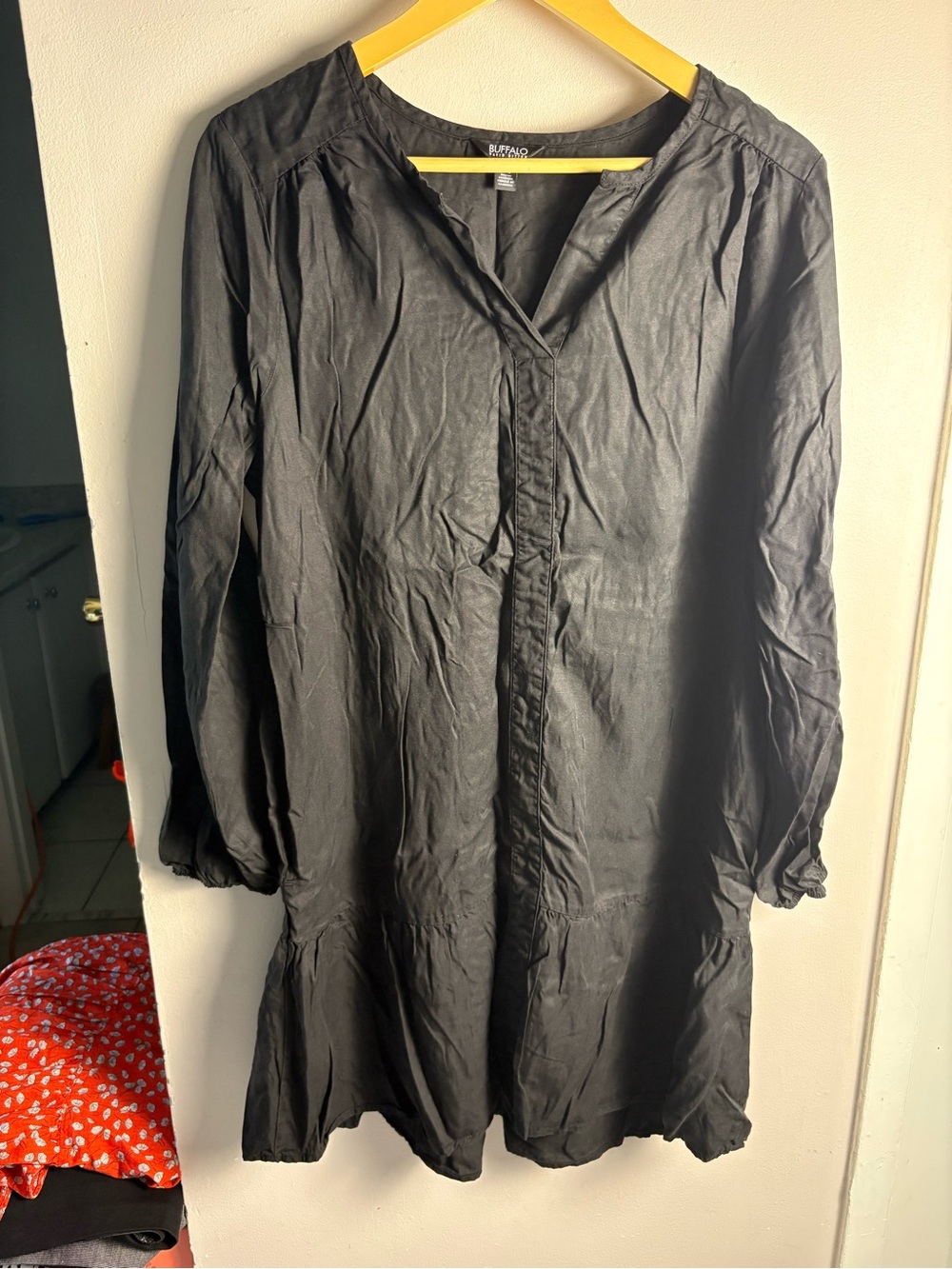 Buffalo David Bitton Black Long Sleeve Tunic Dress Medium